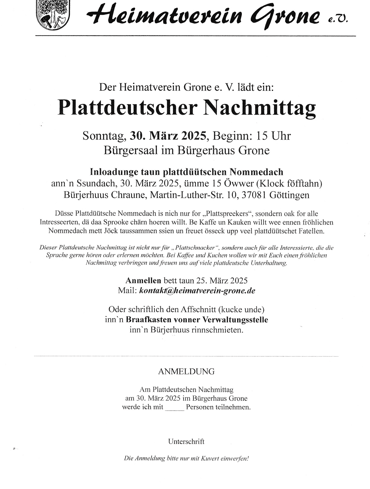 Plattdeutsch-Nachmittag